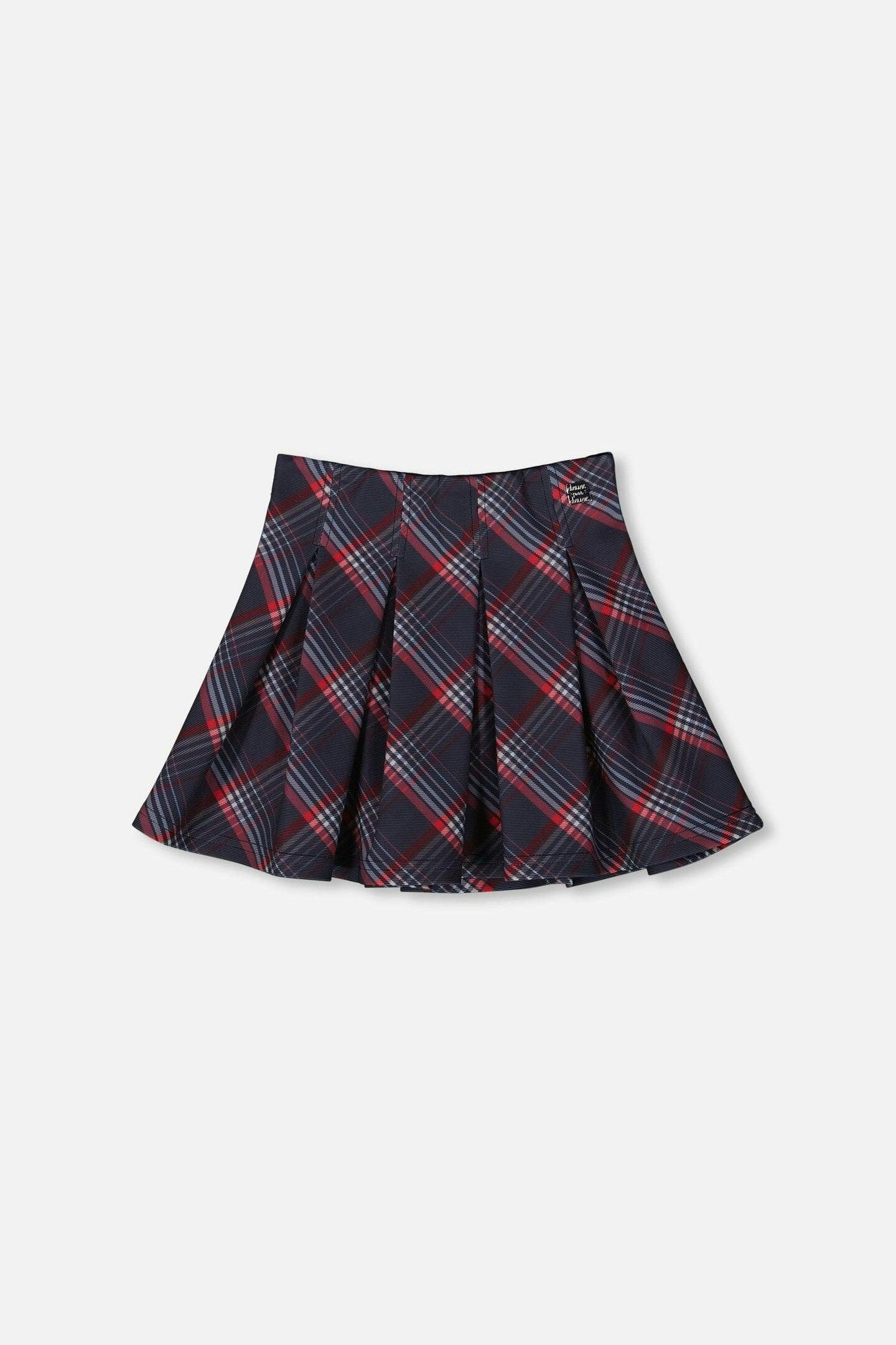 Pleated Milano Skirt Red And Navy Plaid