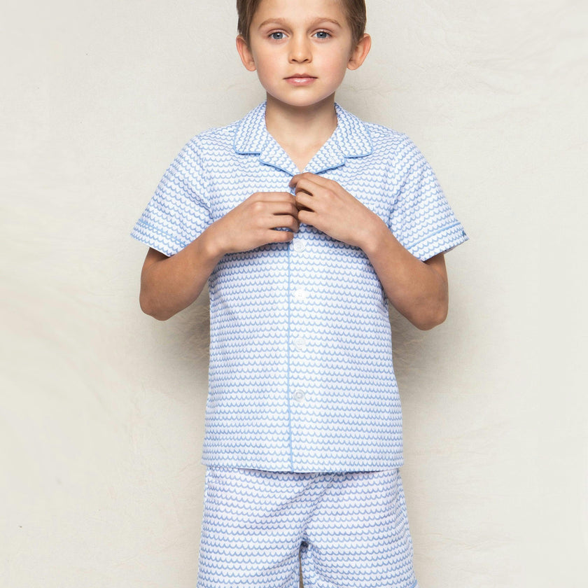 Kid's Twill Pajama Short Set in La Mer