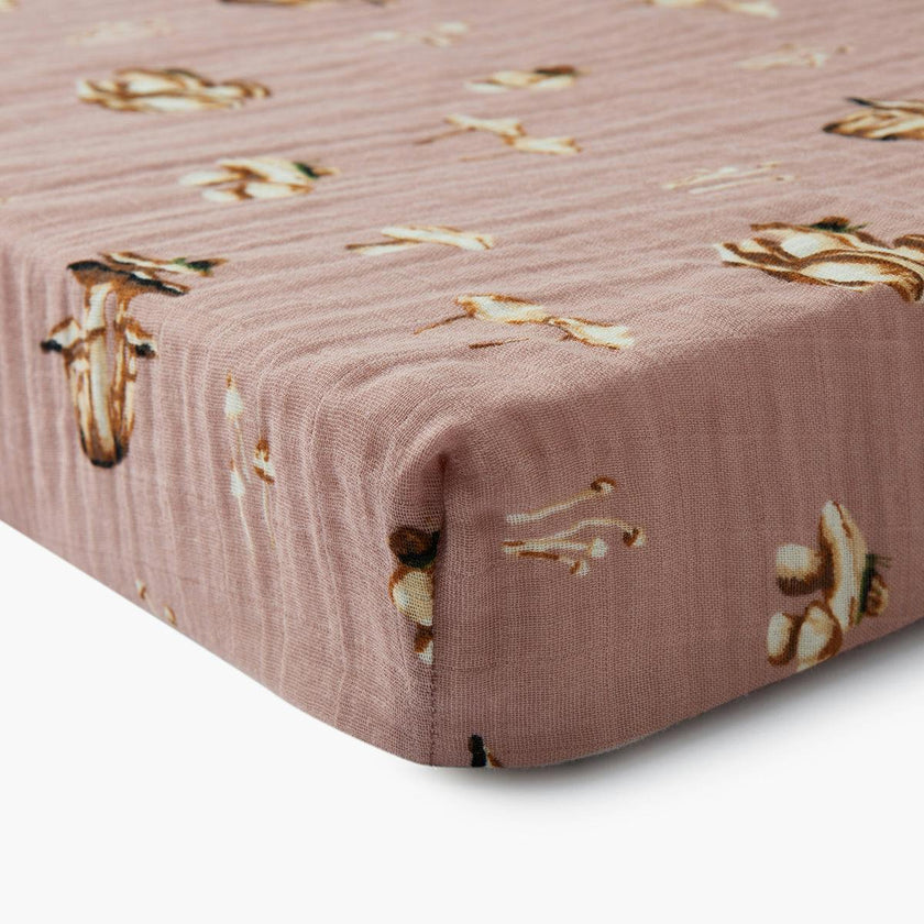Mushroom Organic Cotton Crib Sheet