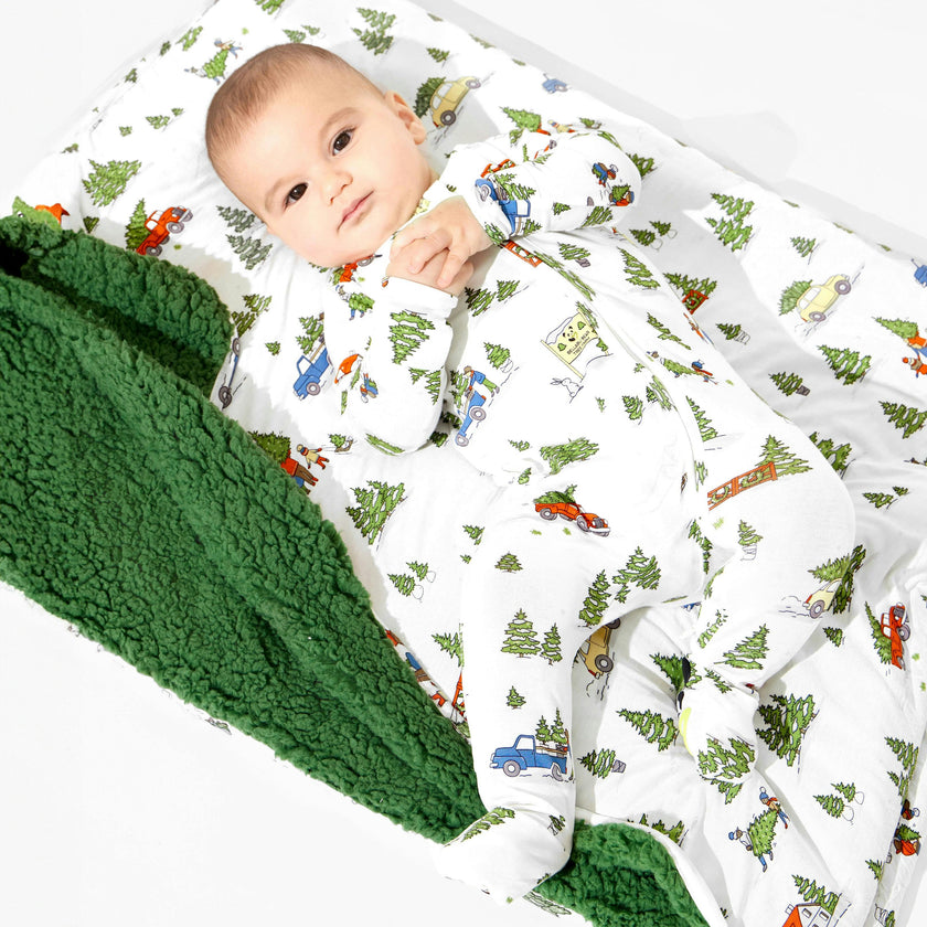 Christmas Tree Farm Bamboo Sherpa Blanket