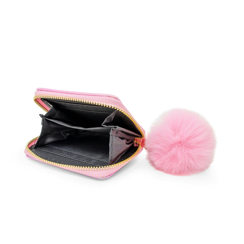 Shiny Mermaid Scale Wallet With Removable Pom Pom