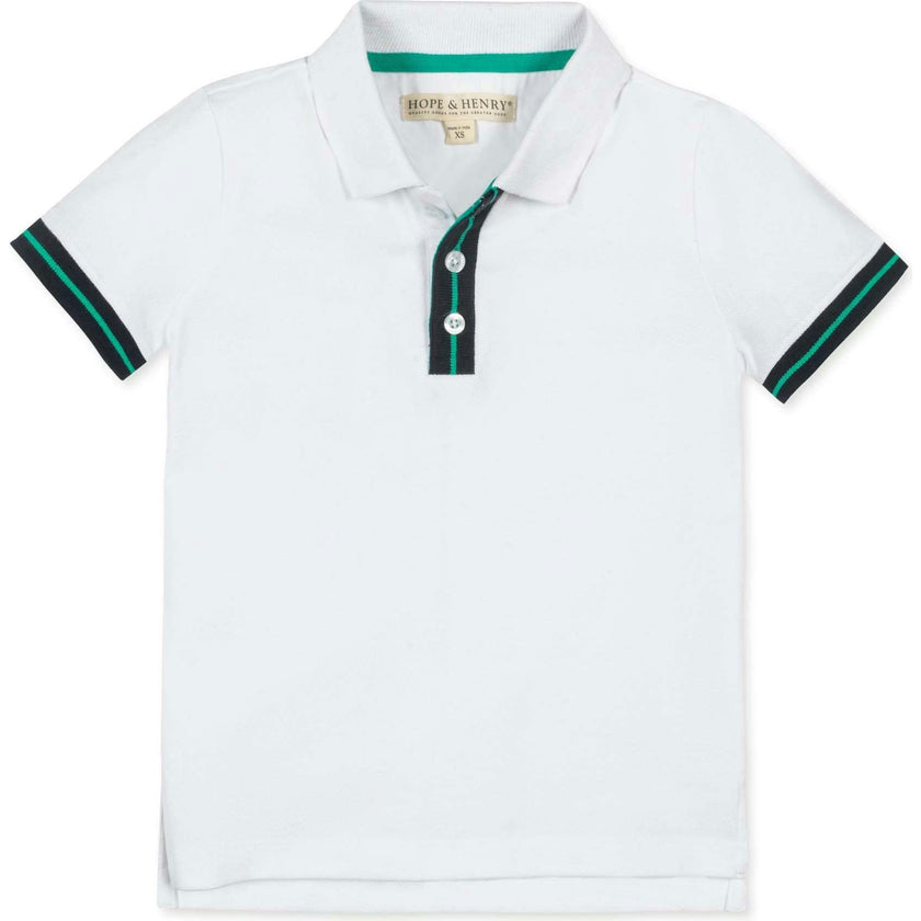 Organic Short Sleeve Knit Pique Polo Shirt, White