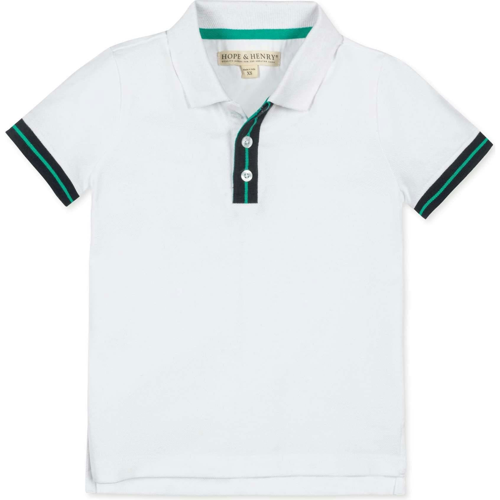 Organic Short Sleeve Knit Pique Polo Shirt, White