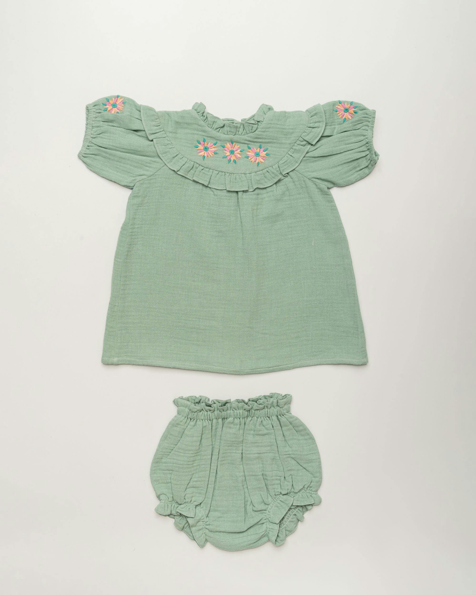 Charlie Baby Dress & Bloomer Set - Mint