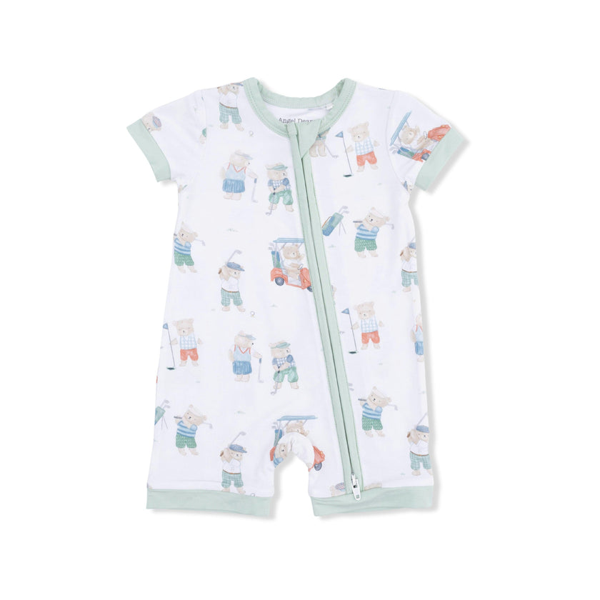 Golfing Teddy Bears - Shortie 2 Way Zipper Romper