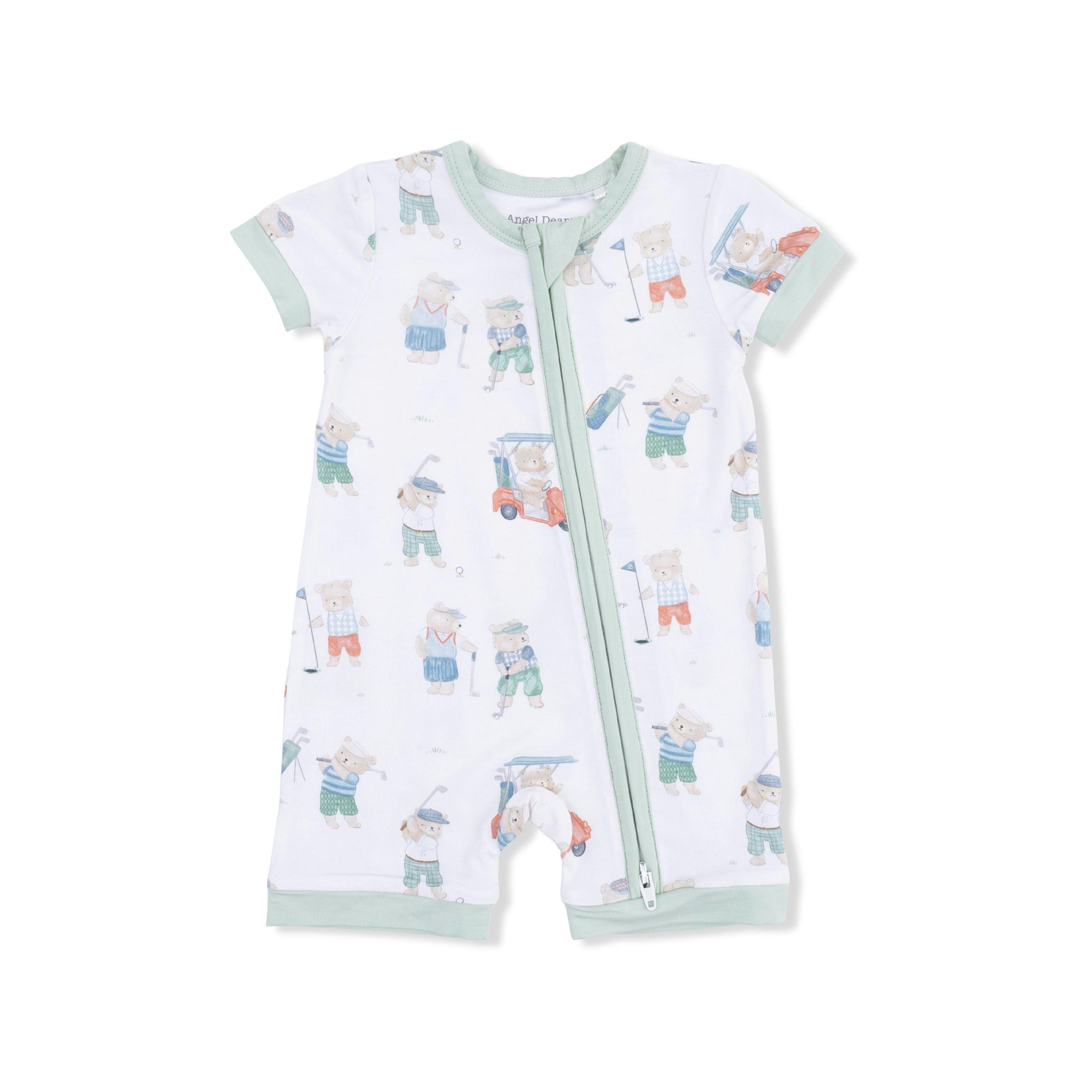 Golfing Teddy Bears - Shortie 2 Way Zipper Romper