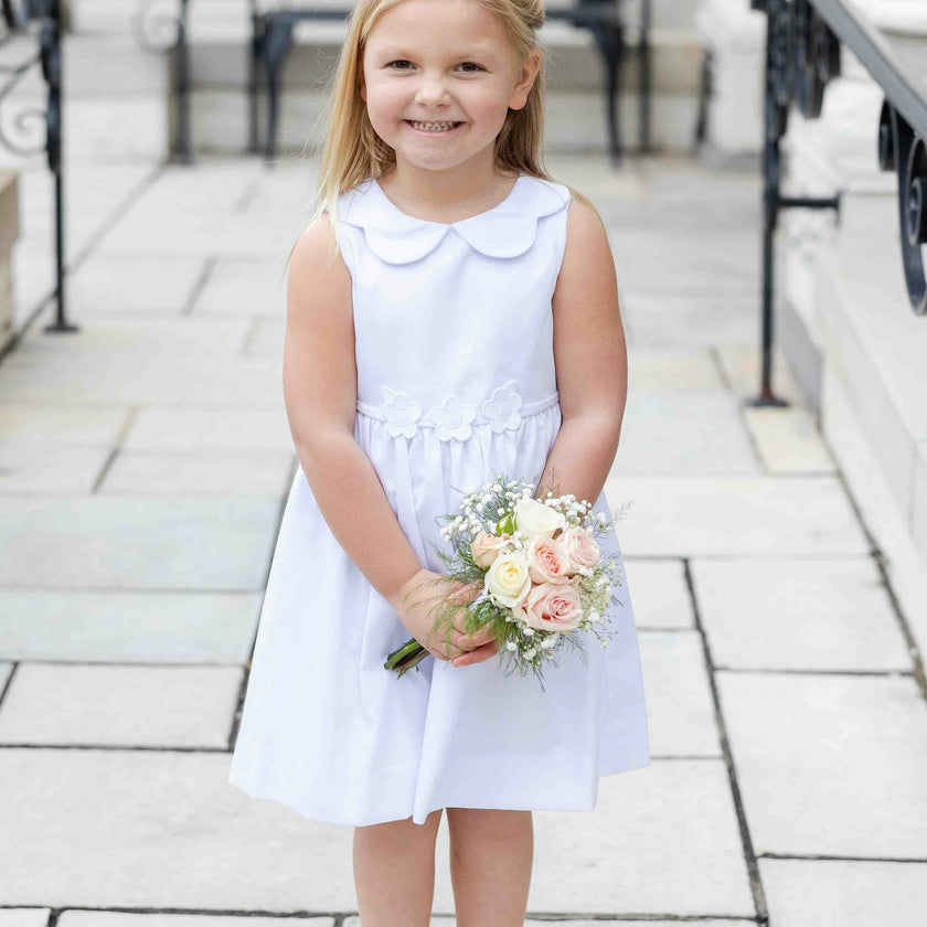 White Pique Flower Dress