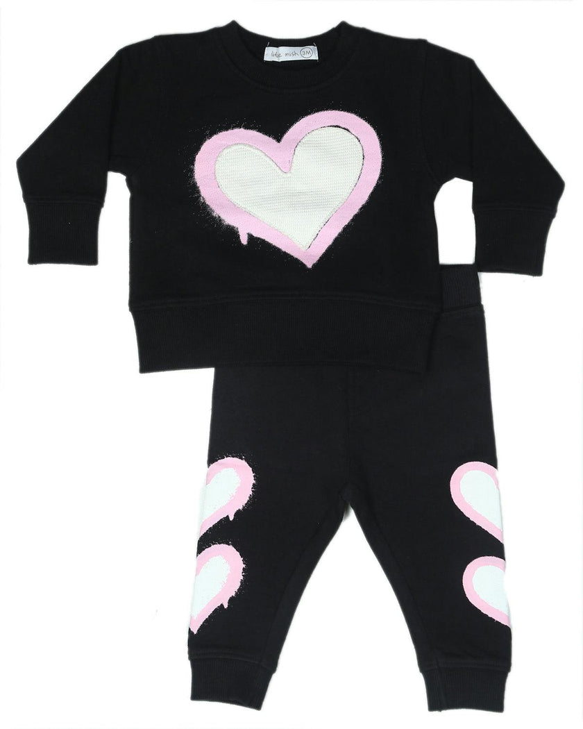 Toddler Graffiti Hearts Set - Black