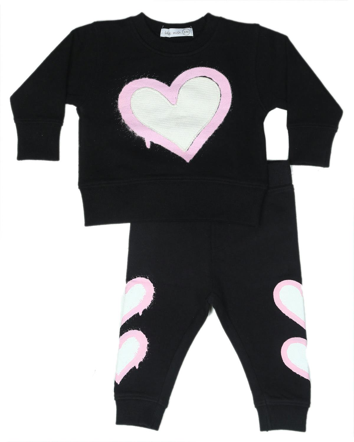 Toddler Graffiti Hearts Set - Black