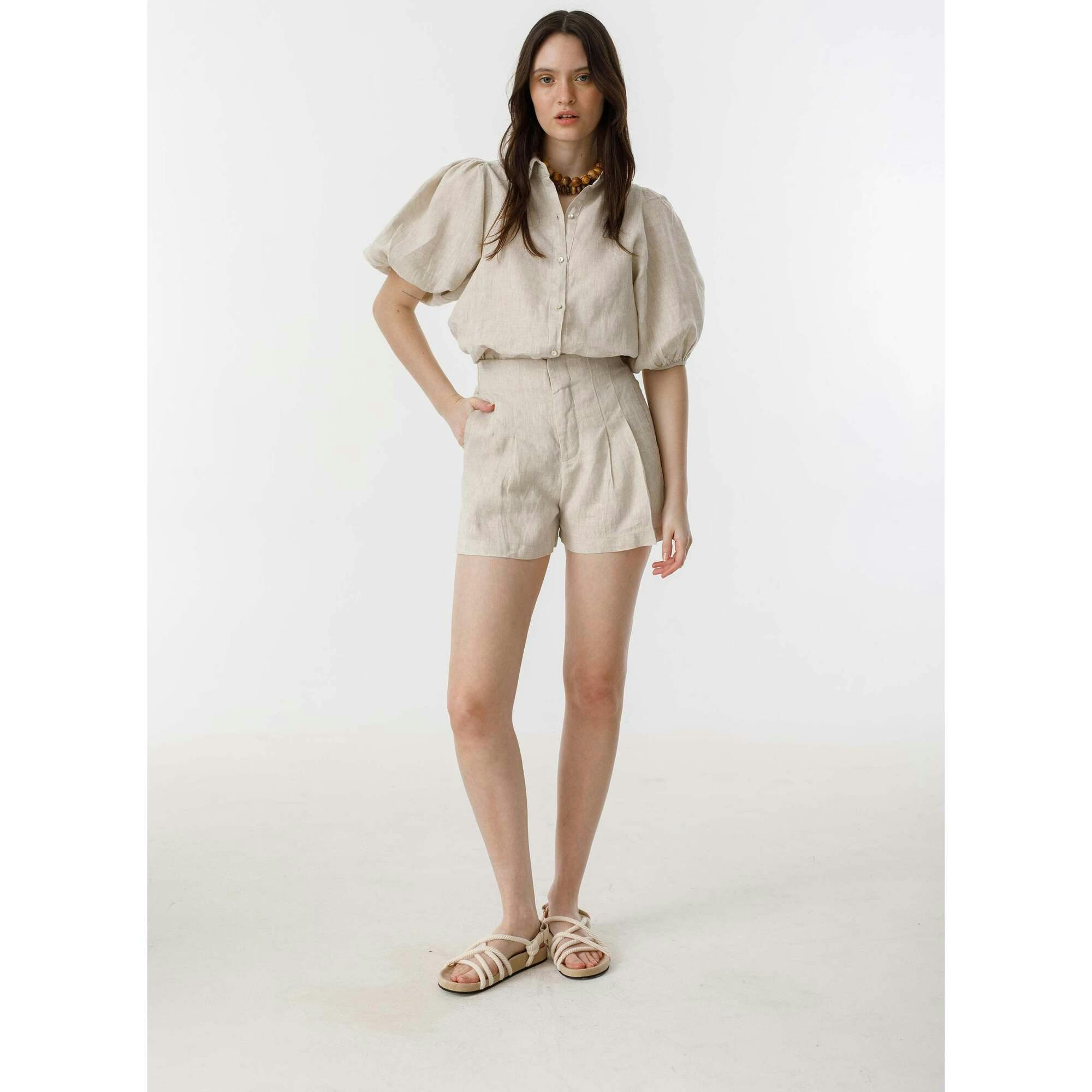Frida Linen Shorts - Natural