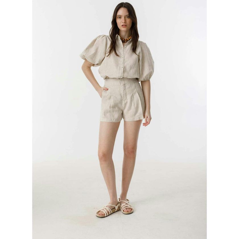 Frida Linen Shorts - Black