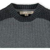 Organic Long Sleeve Shoulder Detail Crewneck Pullover Sweater, Grey