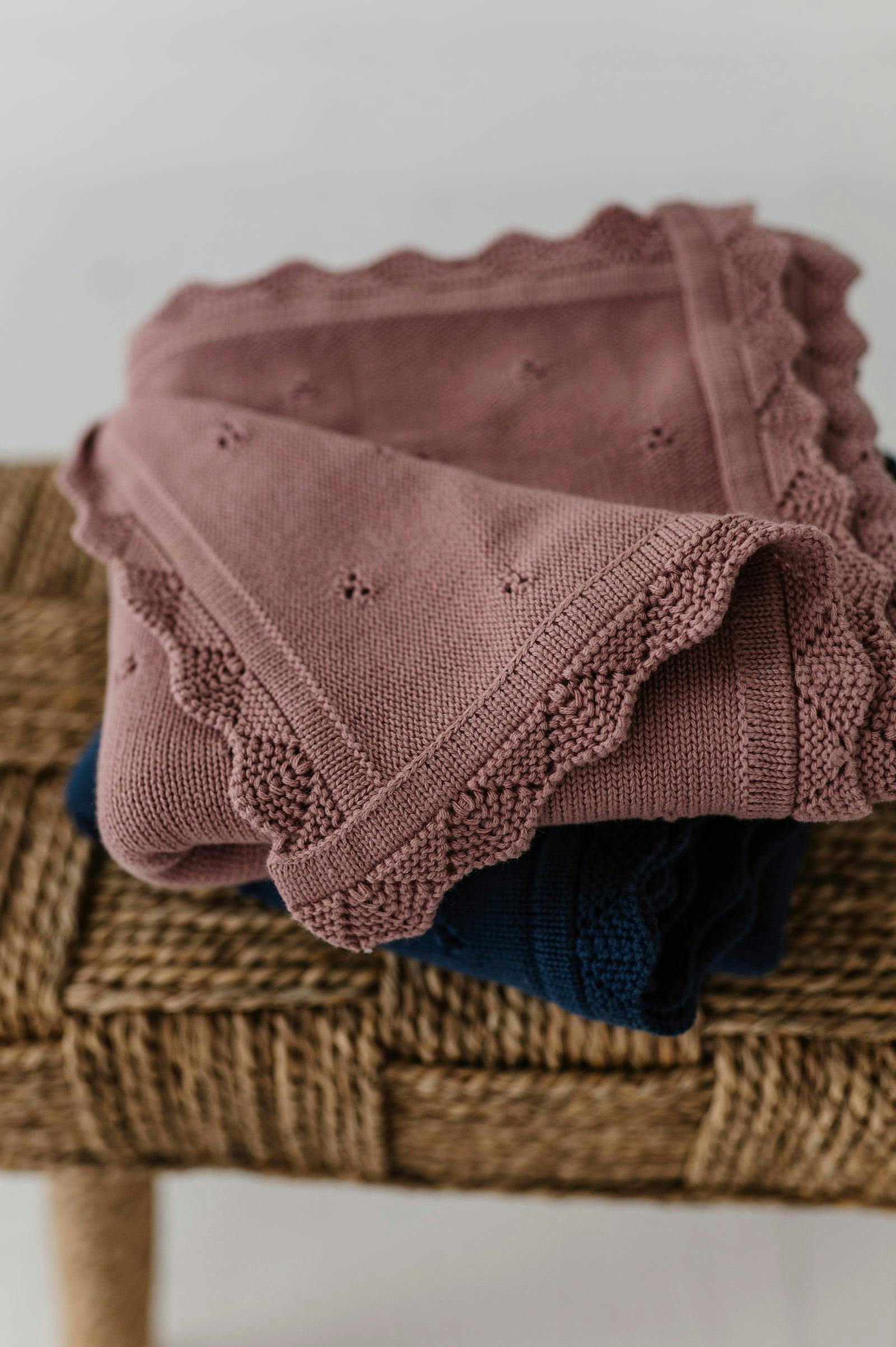 Knit Blanket in Rose