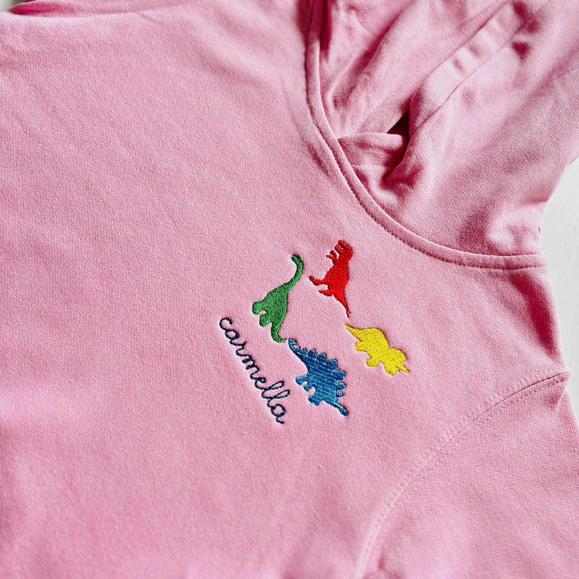 Little Kid Pullover Hoodie, Dino Cluster - Personalized