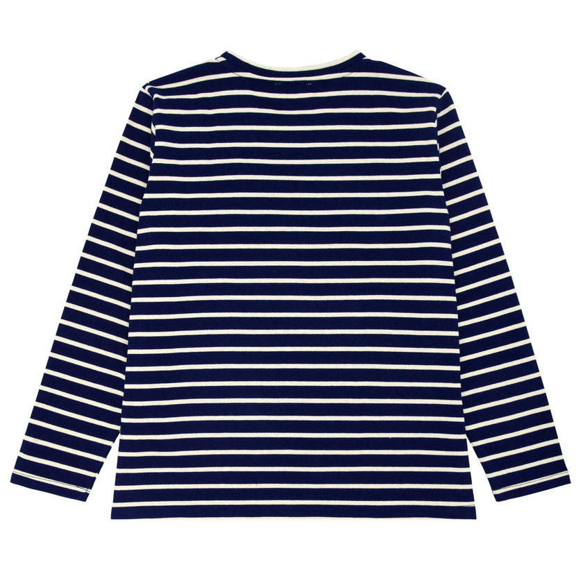 women's navy and cream stripe long sleeve tee
