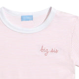 "Big Sis" Short Sleeve Tee in Pink Stripe