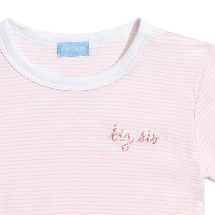 "Big Sis" Short Sleeve Tee in Pink Stripe