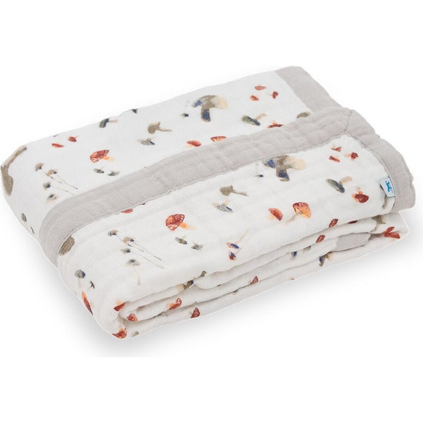 Cotton Muslin Baby Quilt - Mushrooms