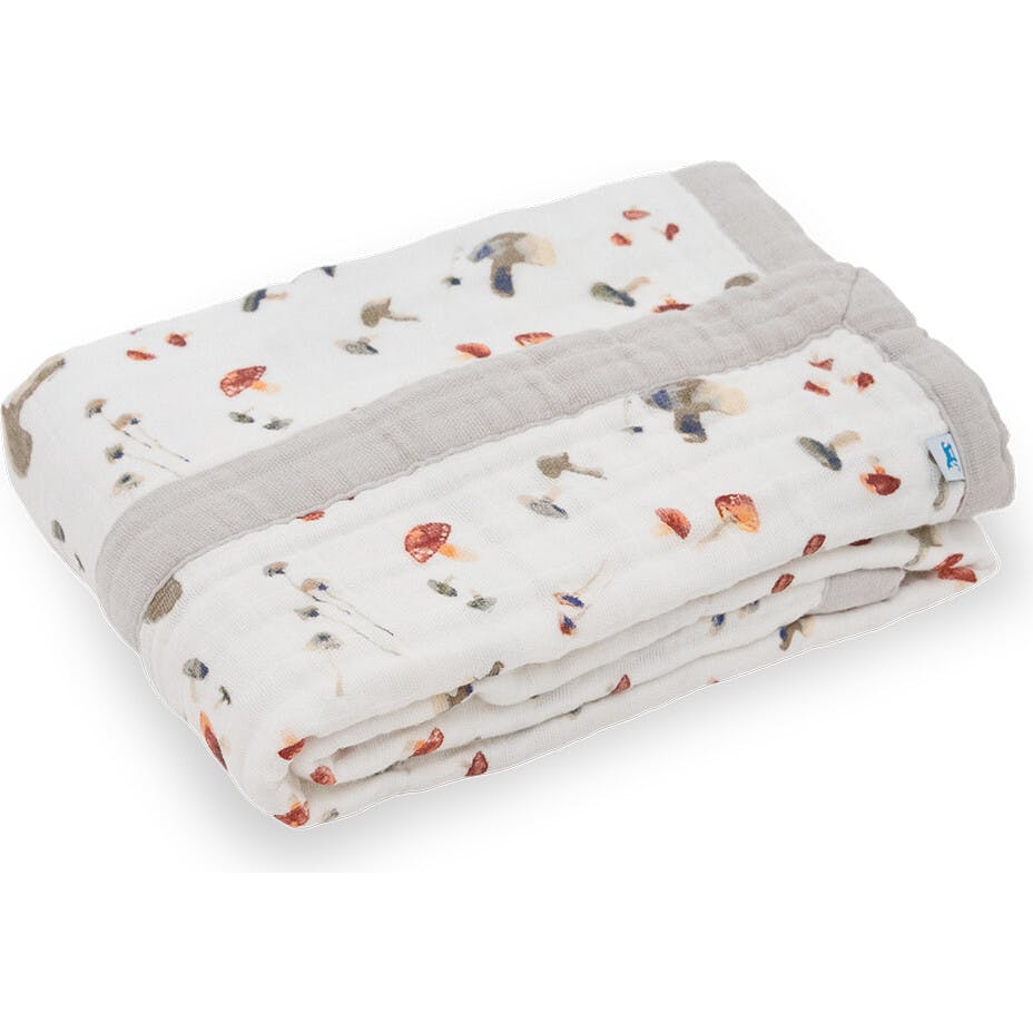 Cotton Muslin Baby Quilt - Mushrooms