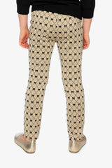 Treggings Beige Bow Tie Print