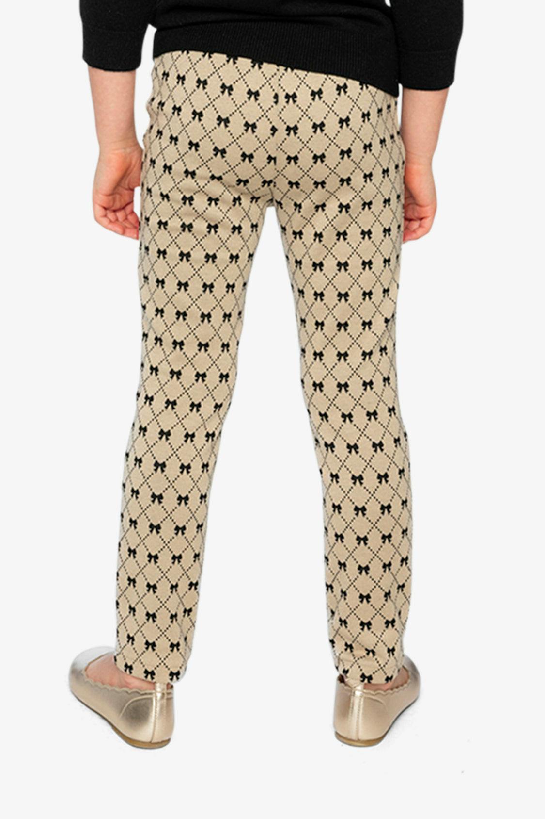 Treggings Beige Bow Tie Print