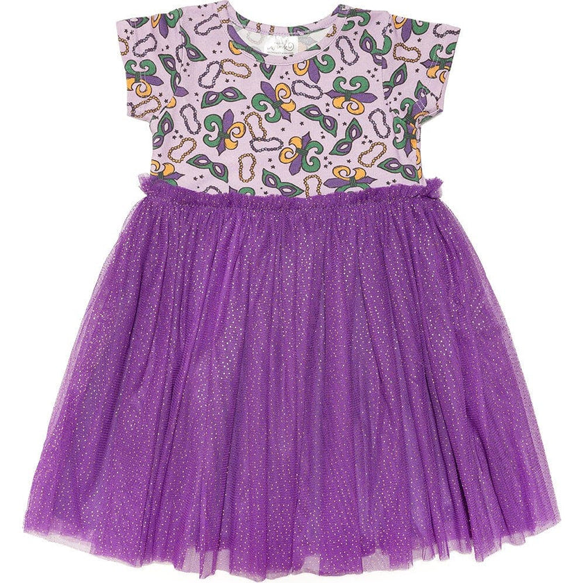 Mardi Gras Short Sleeve Tutu Dress