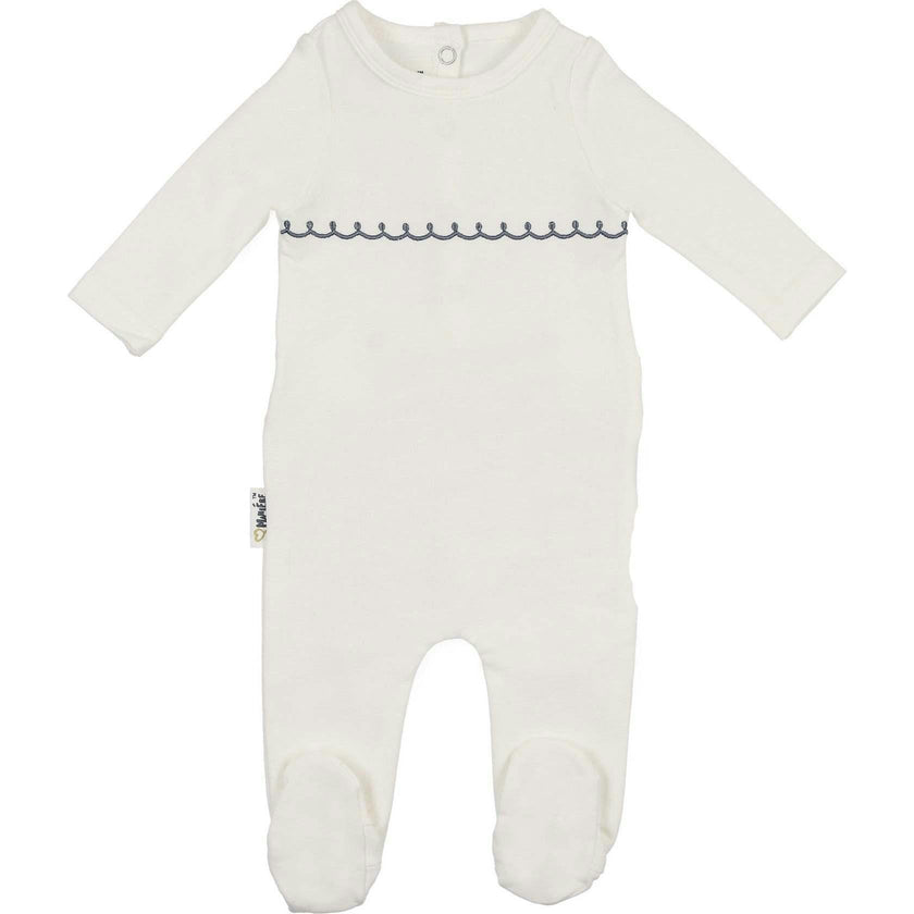 Embroidered Yoke Footie and Beanie Set