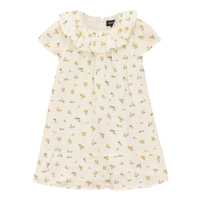 Floral Printed Back Zip Three-Quarter Sleeve Dress
