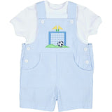 Check Seersucker Shortall With Soccer Goal