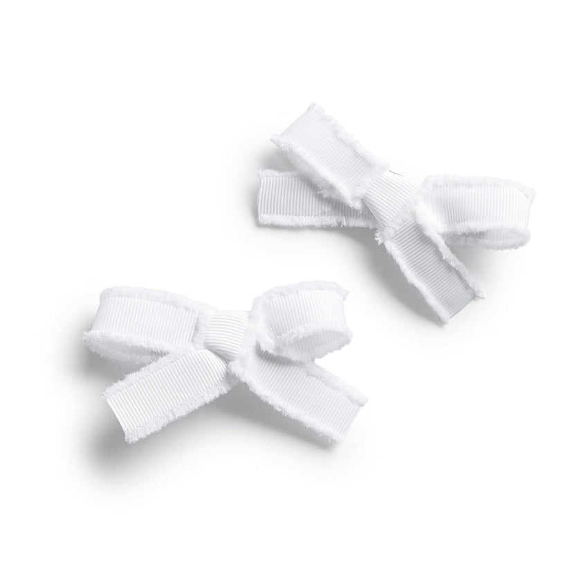 Halo Luxe Dahlia Deconstructed Grosgrain Ribbon Double Clip Set - White