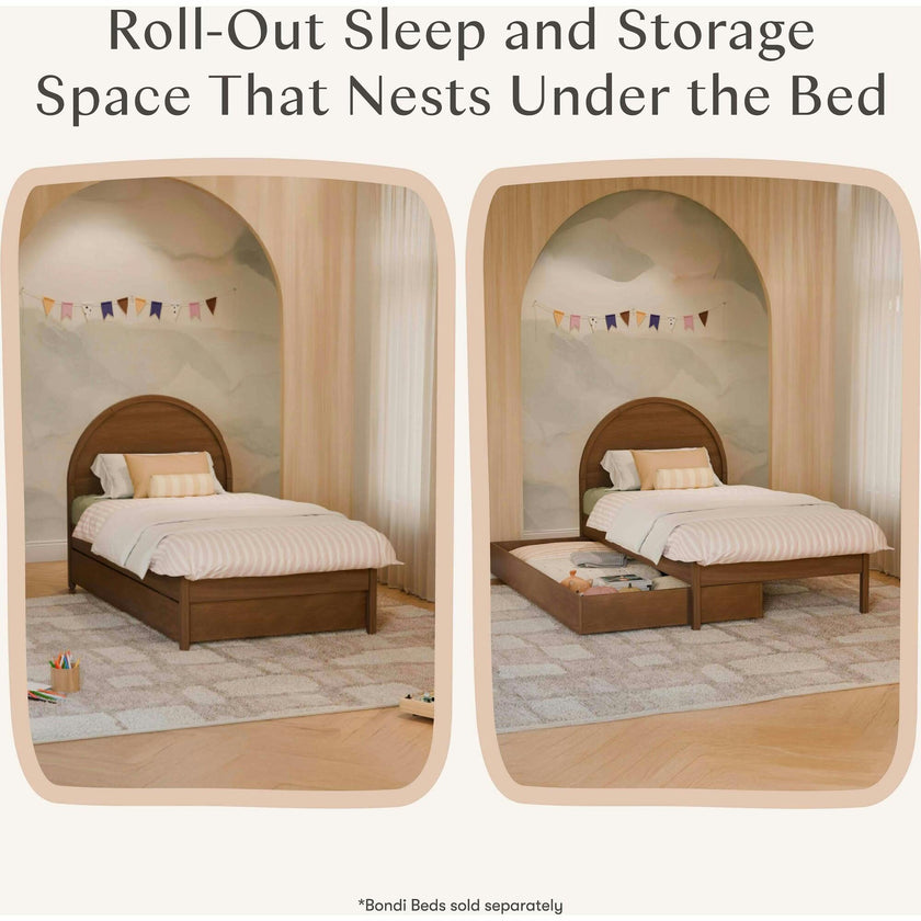 Twin Storage Trundle Bed in Natural Walnut