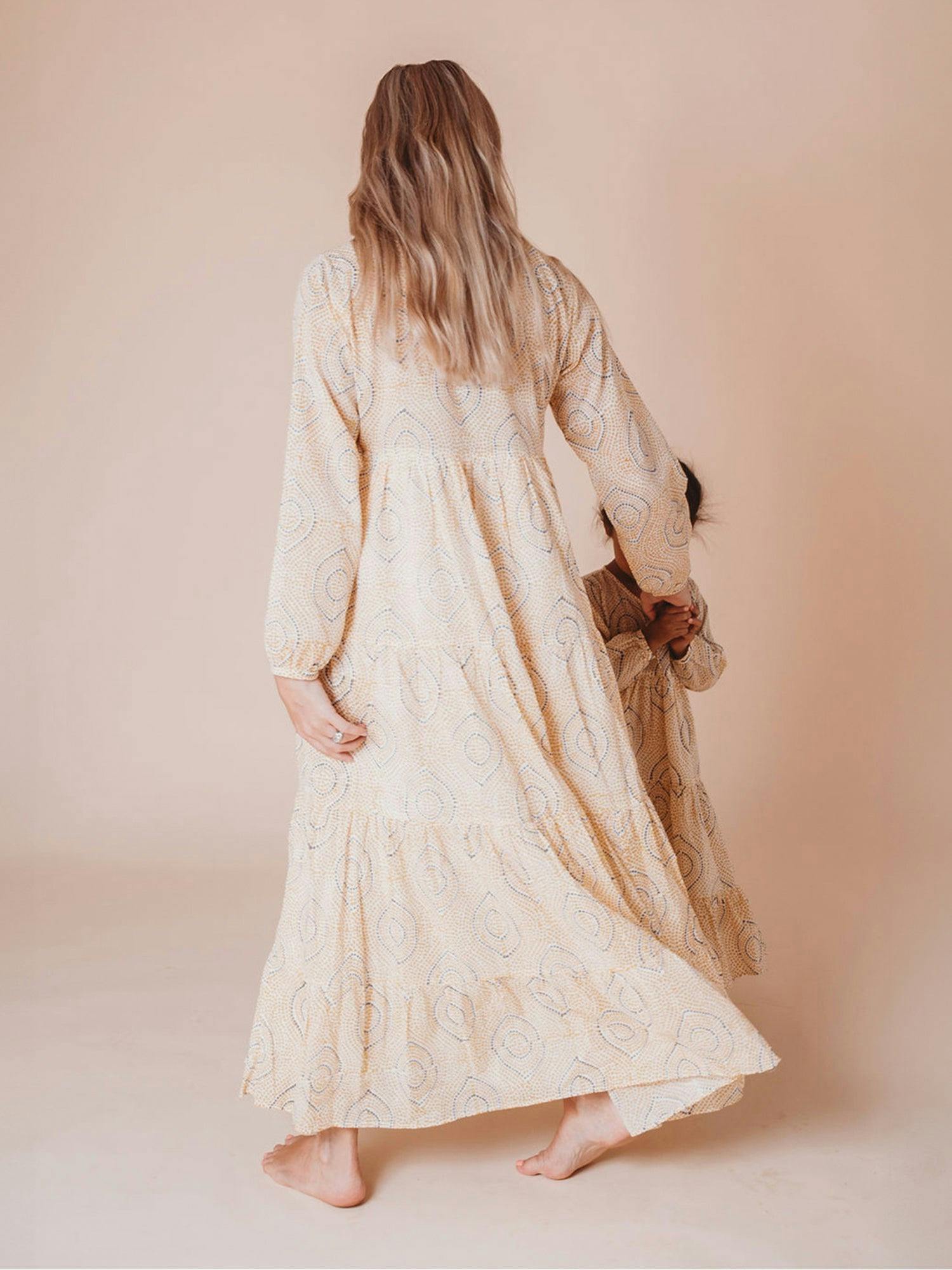 Block-Printed Women's Bohemian Dress