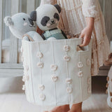 Handmade Canvas Storage Basket Pom Pom - Oat