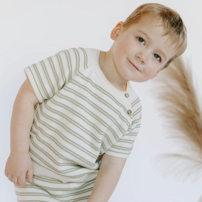 Organic Cotton Stripe Short Set, Stripes
