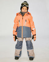 Two Piece Teknik Snowsuit Bright Orange Grey And Taupe