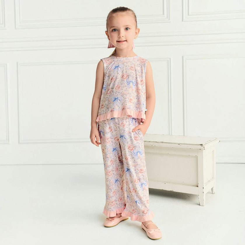 Agatha Ruffled Bow Back Tank Pant Set