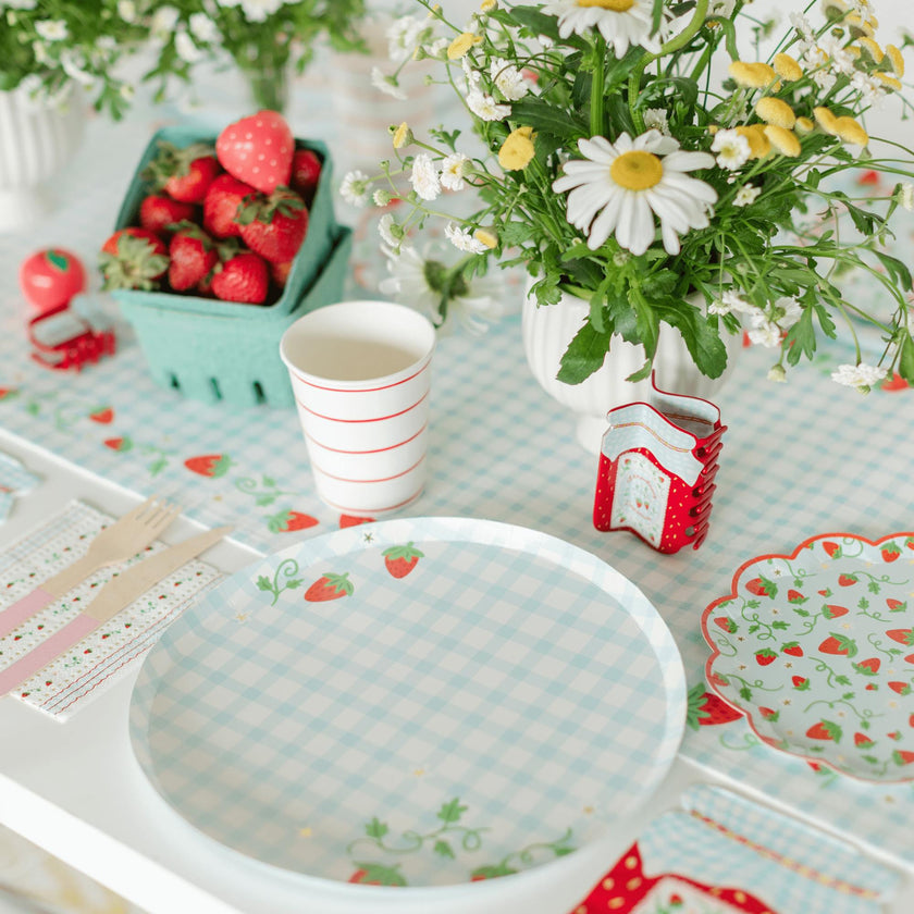 Strawberry Picnic Gingham Print Petite Napkins