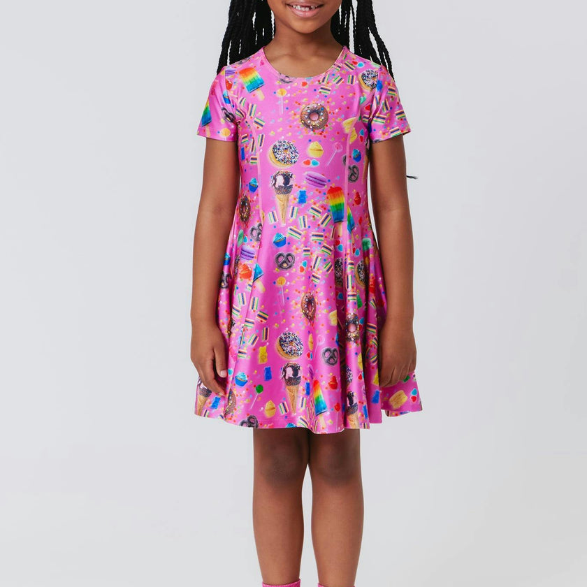 Girls Cap Sleeve Skater Dress