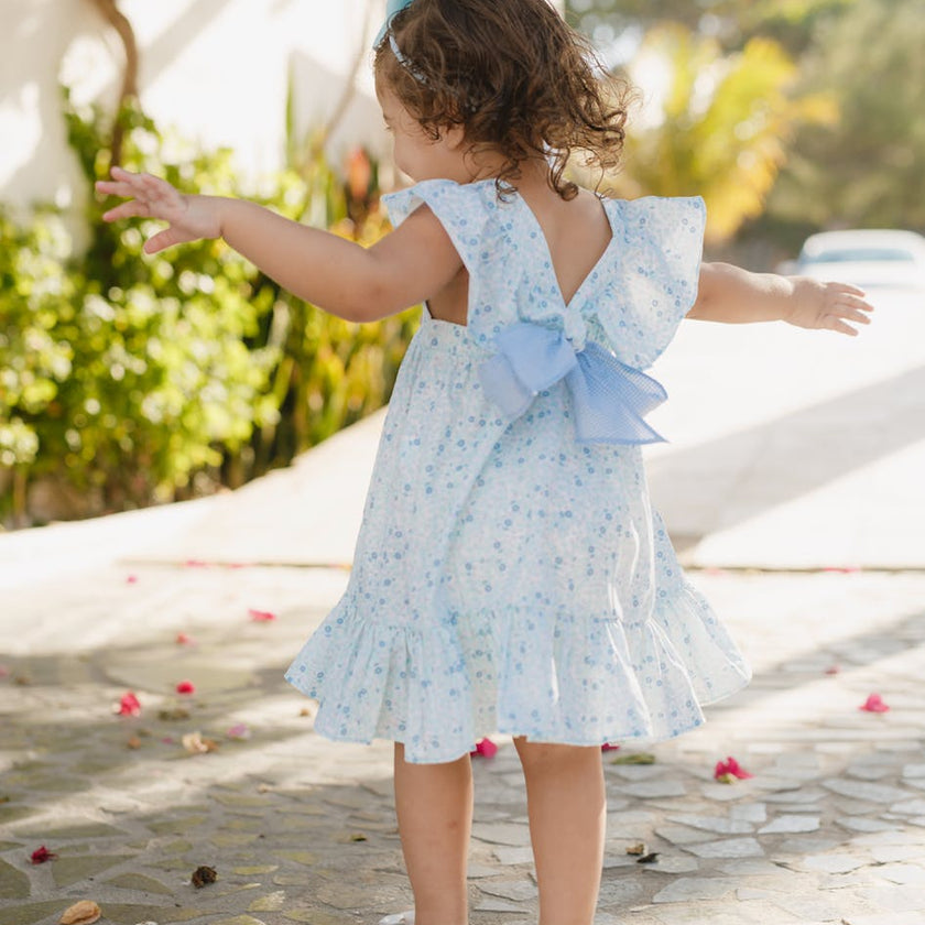Blue Floral Smocked Dress