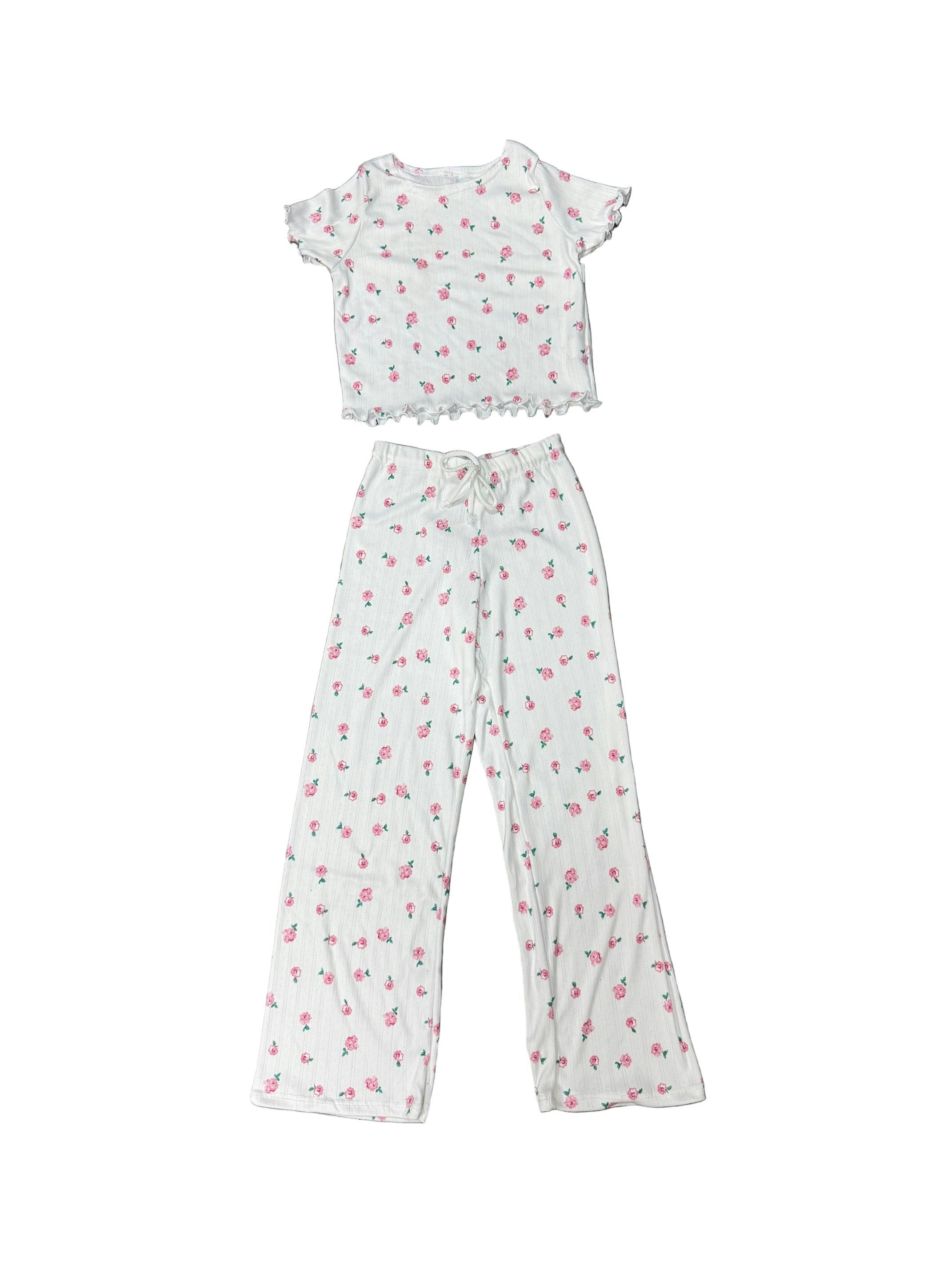 Girls Printed Lounge 2 Pc Short Sleeve Top and Pants Set