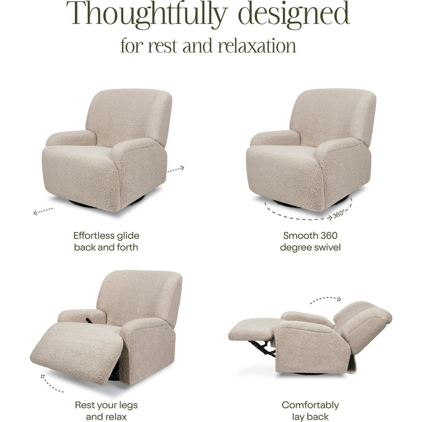 Winslow Extra Wide Recliner And Swivel Glider In Earl Grey Shearling