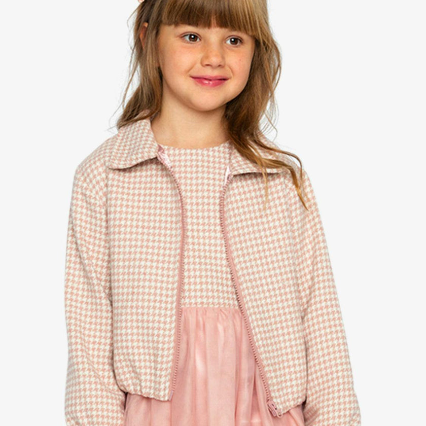 Bomber Jacket Pink Houndstooth