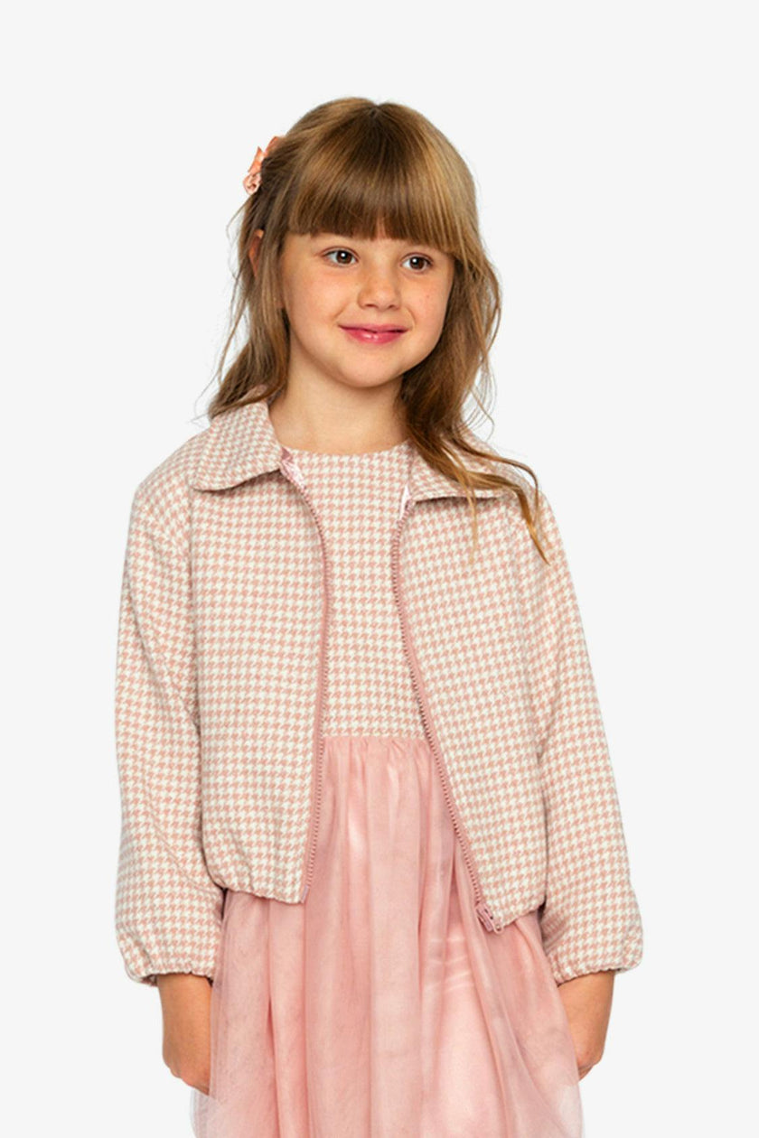 Bomber Jacket Pink Houndstooth