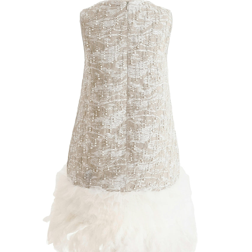 Silver Feathered Party Dress