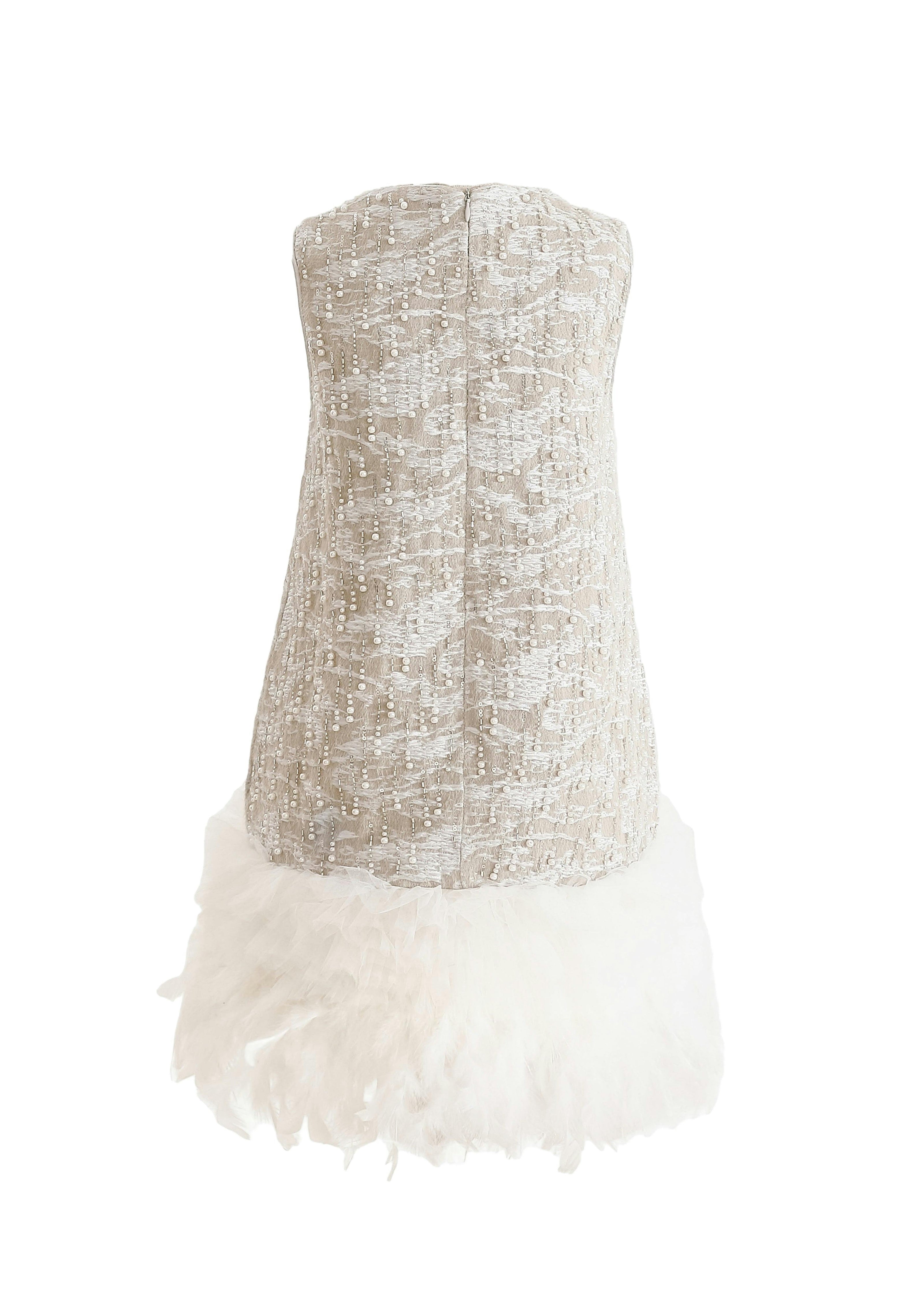 Silver Feathered Party Dress