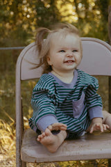 Harley Pocket Romper in Purple Ash Stripe