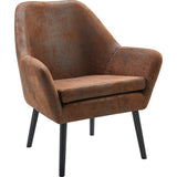 Divano Armchair with Aged Fabric and Solid Wood Legs