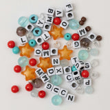 Stardust White and Black Block Alphabet Bead DIY Stretch Bracelet Kit