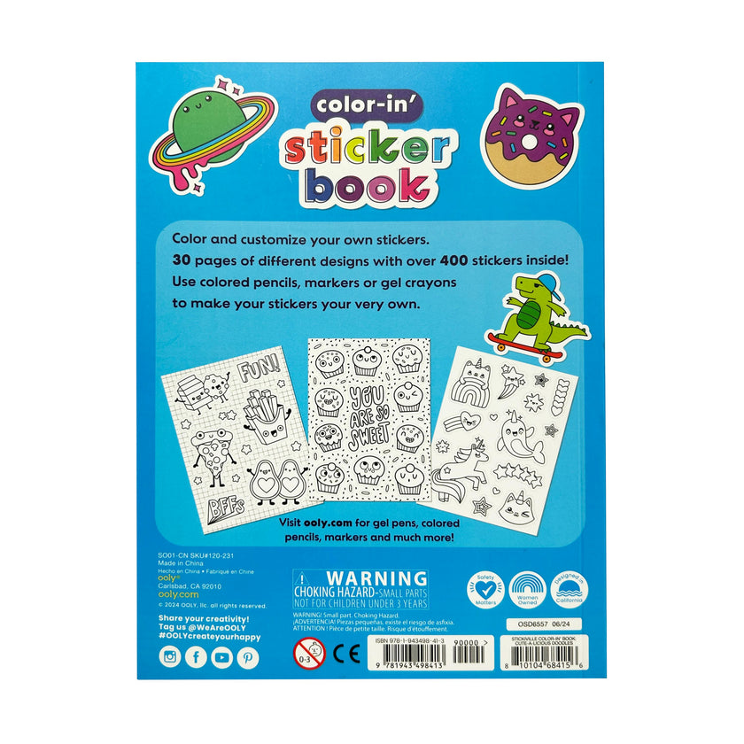 Stickiville Color-In' Sticker Book - Cute-A-Licious Doodles - 400+ Stickers