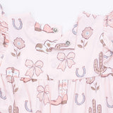 Cowgirl Boots and Bows - Ruffle Sleeve Snap Romper